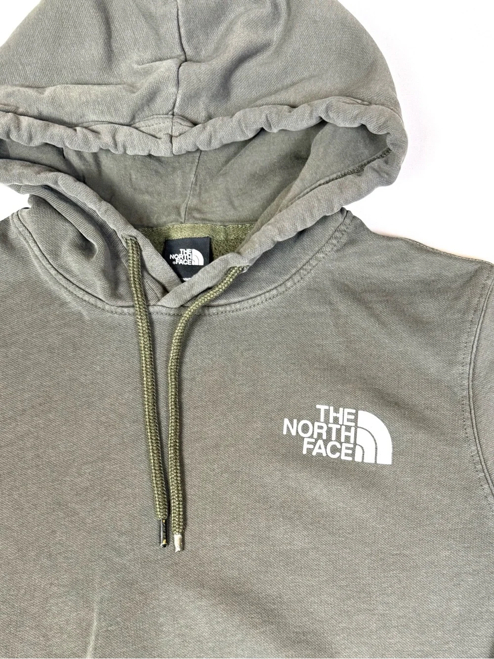 The North Face Faded Olive Green Hoodie Sweatshirt Logo Pullover Men's M